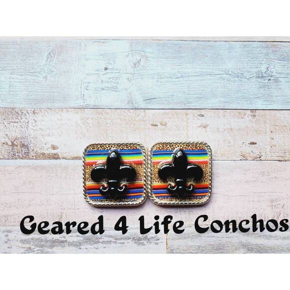 fleur-de-lis conchos, replacement conchos , leather concho, screwback conchos - Picture 3 of 3